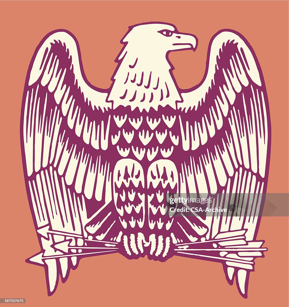 Bald Eagle Holding Three Arrows