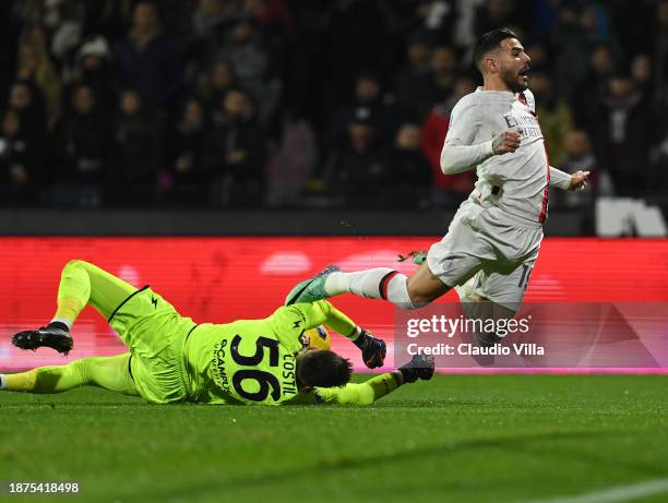 Theo Hernandez of AC Milan in action during the Serie A TIM match between US Salernitana and AC Milan at Stadio Arechi on December 22, 2023 in...