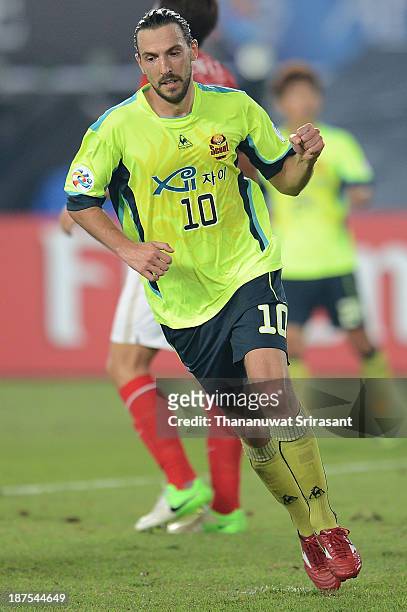 South Korea's FC Seoul Forward Dejan Damjanovic celebrates his goal against China's Guangzhou Evergrande during the AFC Champions League Final 2nd...