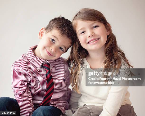 young brother and sister together - hazel bond stock pictures, royalty-free photos & images