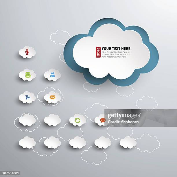 cloud diagram for cloud computing concept - surrounded by technology stock illustrations