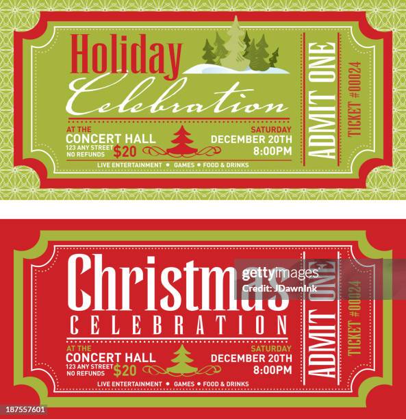 set of christmas concert tickets templates - coupon stock illustrations
