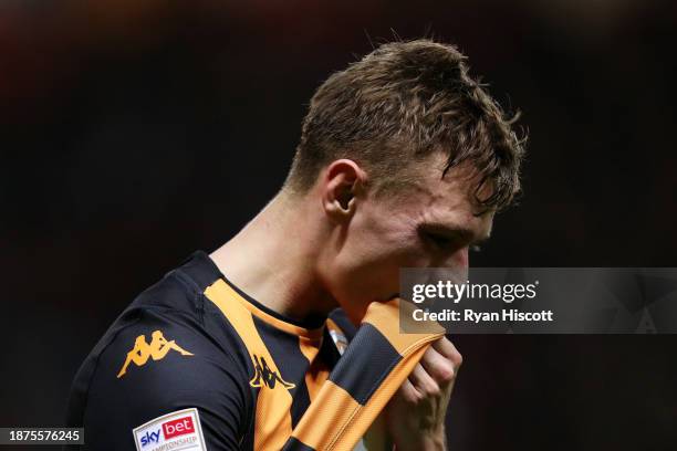 Scott Twine of Hull City looks dejected after the team's defeat in the Sky Bet Championship match between Bristol City and Hull City at Ashton Gate...