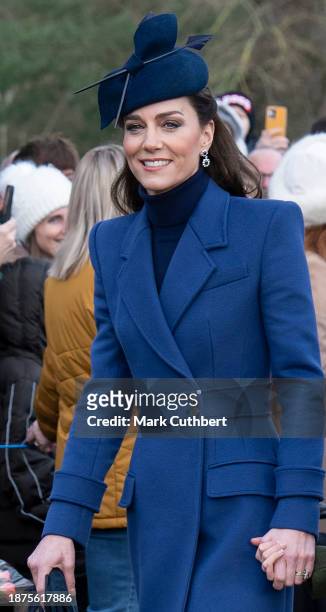 Catherine, Princess of Wales attends the Christmas Day service at St Mary Magdalene Church on December 25, 2023 in Sandringham, Norfolk.