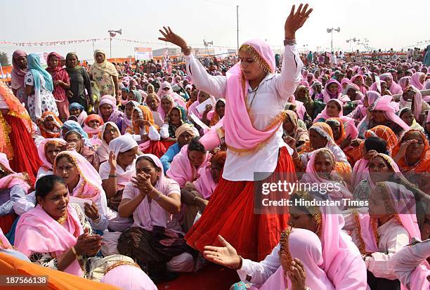 Party workers and supporters during Haryana Shakti Rally at Gohana on November 10, 2013 in Sonepat, India. The Shakti Rally is expected to highlight...