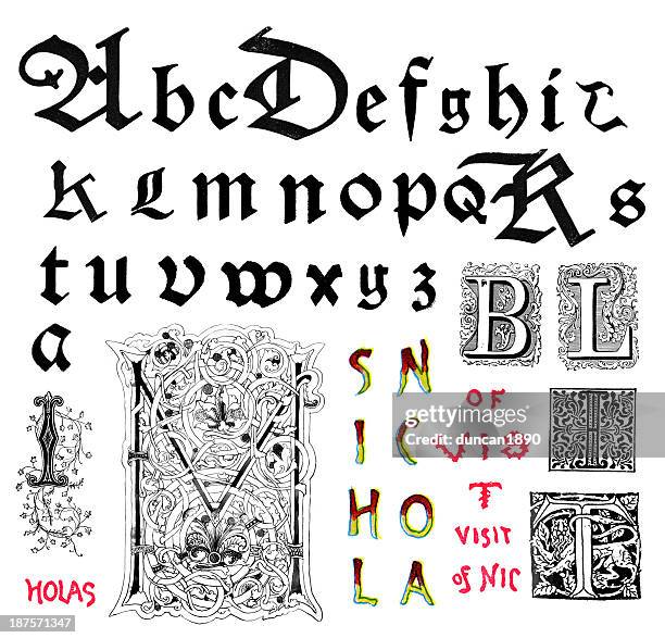 ilustraciones, imágenes clip art, dibujos animados e iconos de stock de retro alfabeto letras - s & m