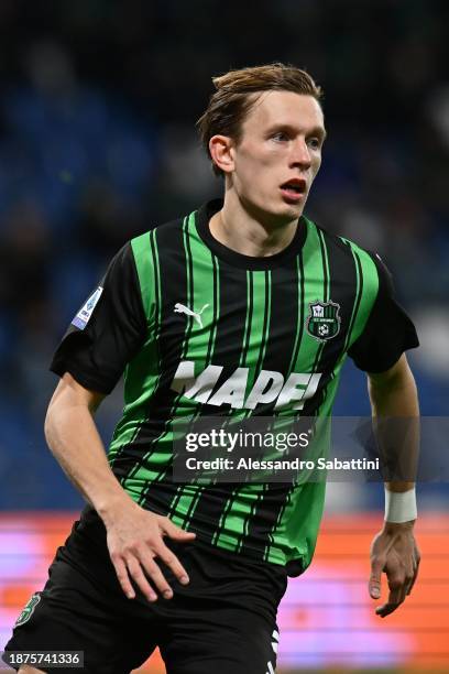 Marcus Pedersen of US Sassuolo looks on during the Serie A TIM match between US Sassuolo and Genoa CFC at Mapei Stadium - Citta' del Tricolore on...