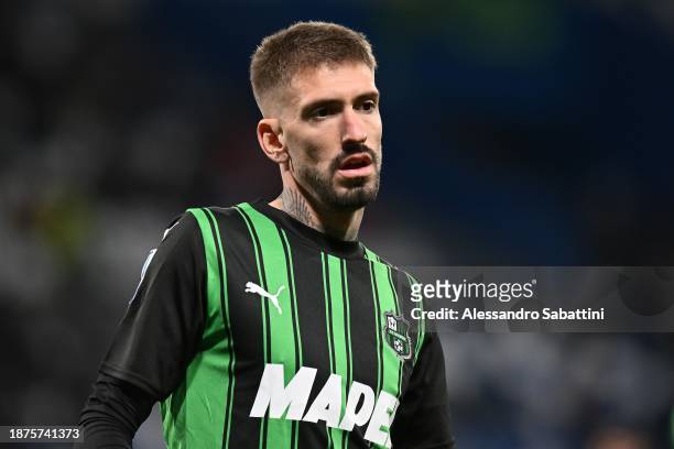 Samu Castillejo of US Sassuolo looks on during the Serie A TIM match between US Sassuolo and Genoa CFC at Mapei Stadium - Citta' del Tricolore on...