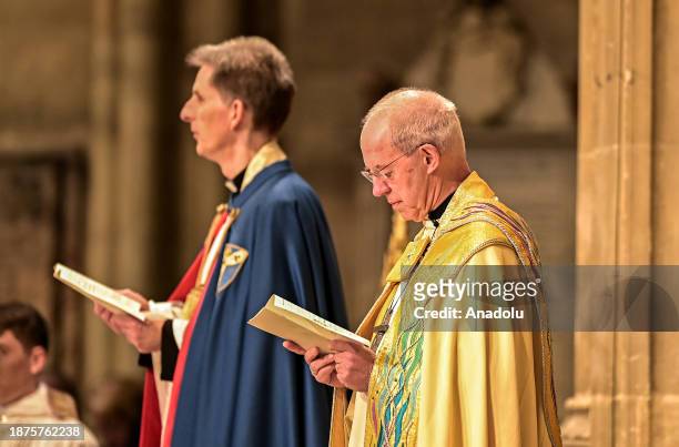 Justin Welby , the Archbishop of Canterbury leads Christmas Day morning Eucharist service at Canterbury Cathedral in Canterbury, United Kingdom on...