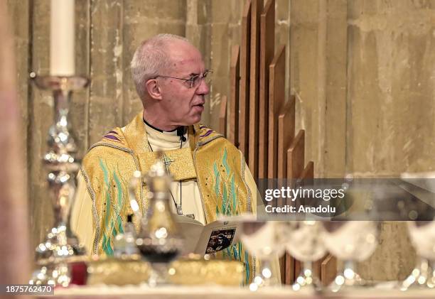 Justin Welby, the Archbishop of Canterbury leads Christmas Day morning Eucharist service at Canterbury Cathedral in Canterbury, United Kingdom on...