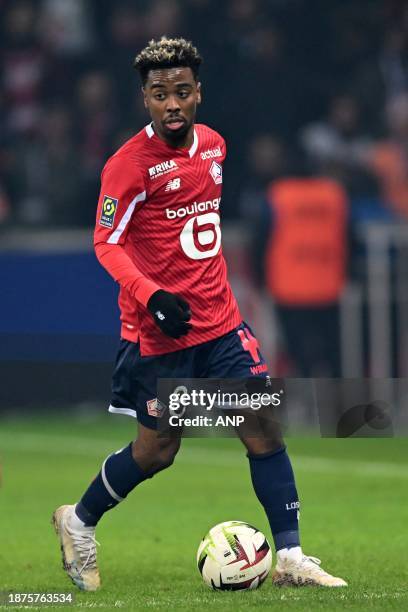 Angel Gomes of Lille OSC during the French Ligue 1 match between Lille OSC and Paris Saint-Germain at Pierre-Mauroy Stadium on December 17, 2023 in...