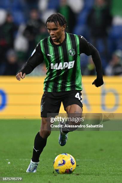 Armand Laurienté of US Sassuolo in action during the Serie A TIM match between US Sassuolo and Genoa CFC at Mapei Stadium - Citta' del Tricolore on...