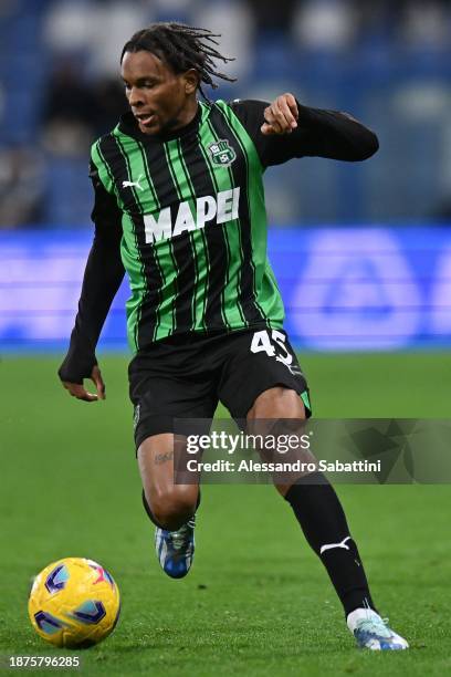 Armand Laurienté of US Sassuolo in action during the Serie A TIM match between US Sassuolo and Genoa CFC at Mapei Stadium - Citta' del Tricolore on...