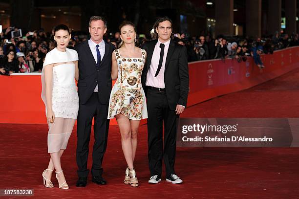 Rooney Mara, Spike Jonze, Scarlett Johansson and Joaquin Phoenix attend 'Her' Premiere during The 8th Rome Film Festival on November 10, 2013 in...