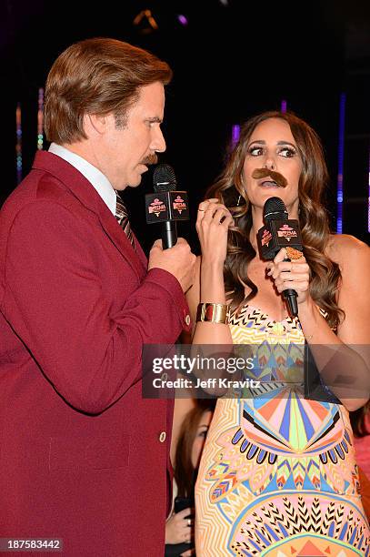 Will Ferrell as Anchorman's Ron Burgundy and Louise Roe attend the MTV EMA's 2013 at the Ziggo Dome on November 10, 2013 in Amsterdam, Netherlands.