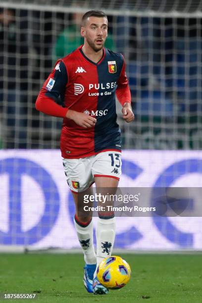Mattia Bani of Genoa during the Serie A TIM match between US Sassuolo and Genoa CFC at Mapei Stadium - Citta' del Tricolore on December 22, 2023 in...