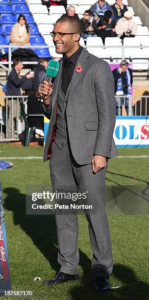 Presenter and former Northampton Town player Clarke Carlise before the FA Cup with Budweiser match between Bishop's Stortford and Northampton Town at...