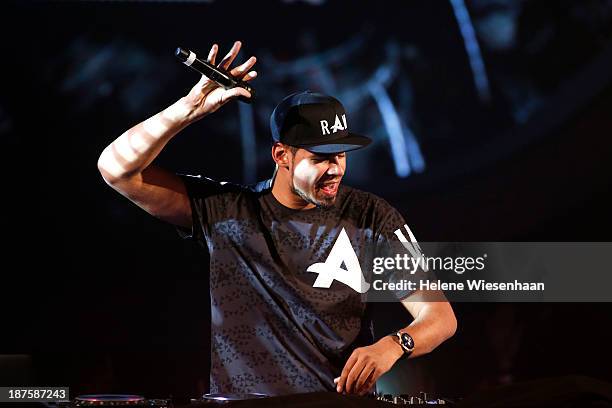 Afrojack performs onstage during the outside broadcast at the MTV EMA's 2013 on November 10, 2013 in Amsterdam, Netherlands.