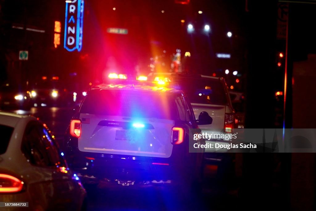 Police vehicles pulling over a DUI suspect