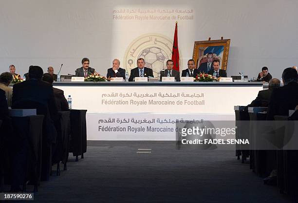 View of the general assembly of the Moroccan Football Royal Federation in Rabat on November 10, 2013. AFP PHOTO /FADEL SENNA