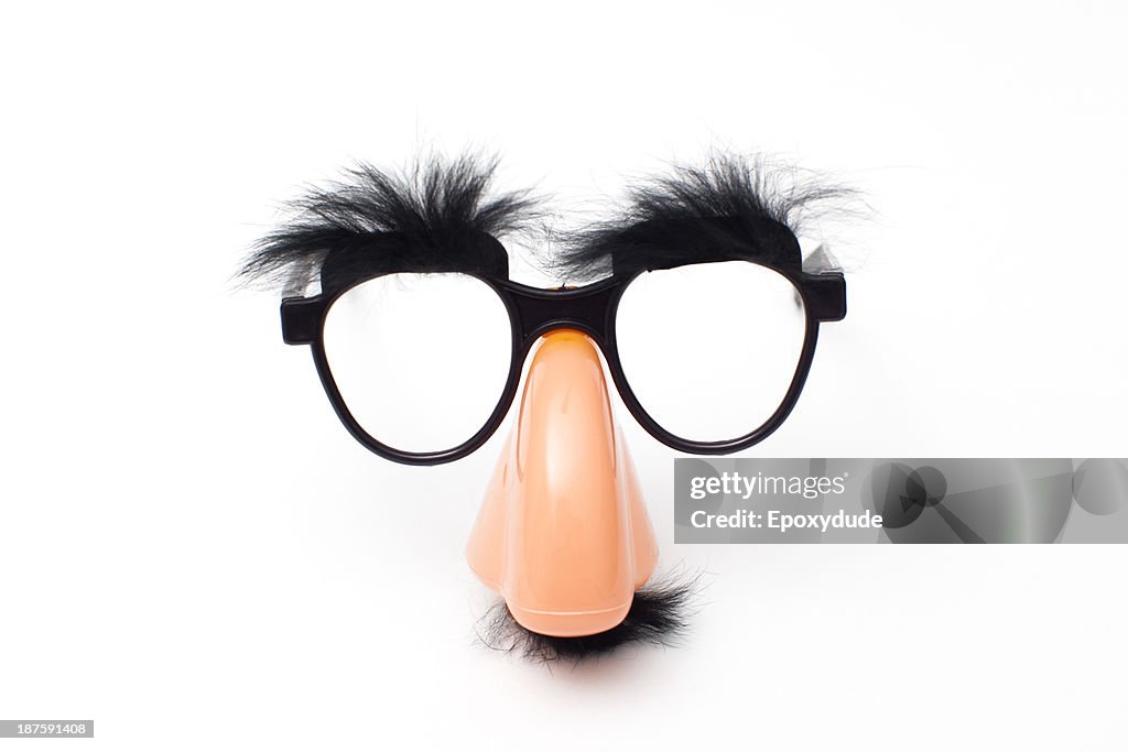 Groucho Marx novelty glasses on a white background