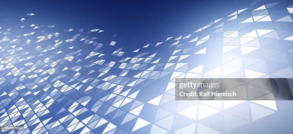 A pattern of triangles on a blue background