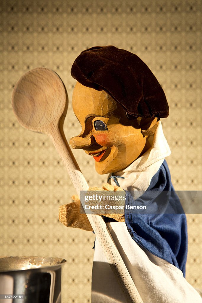 Gerbert Puppet Cooking A Chef Puppet From The Classic Puppet Show Punch And Judy Cooking On ...
