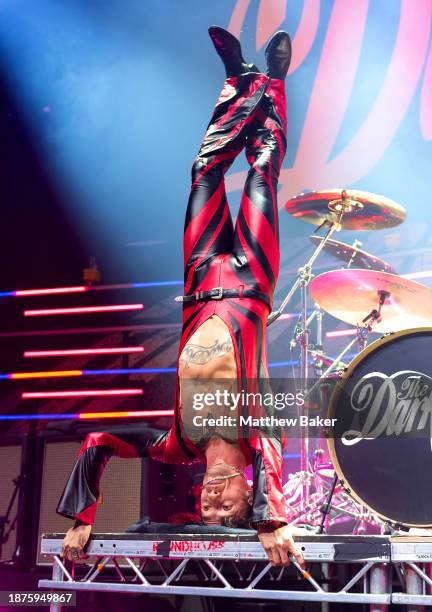 Justin Hawkins of The Darkness performs at The Roundhouse on December 22, 2023 in London, England.