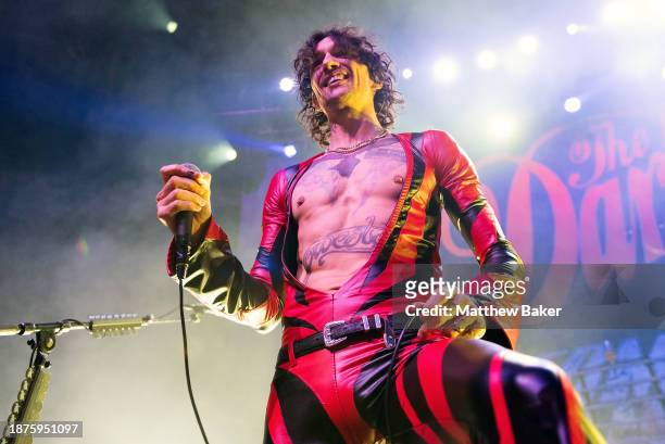 Justin Hawkins of The Darkness performs at The Roundhouse on December 22, 2023 in London, England.