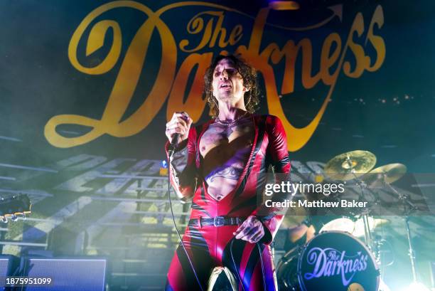 Justin Hawkins of The Darkness performs at The Roundhouse on December 22, 2023 in London, England.