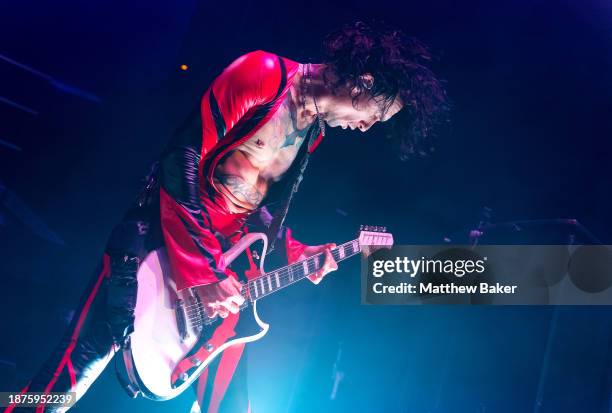 Justin Hawkins of The Darkness performs at The Roundhouse on December 22, 2023 in London, England.