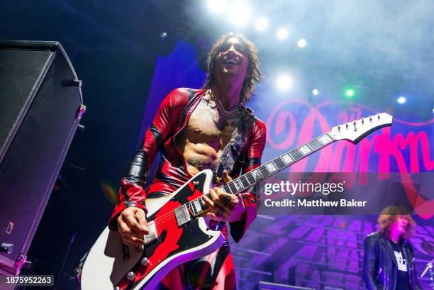 Justin Hawkins of The Darkness performs at The Roundhouse on December 22, 2023 in London, England.