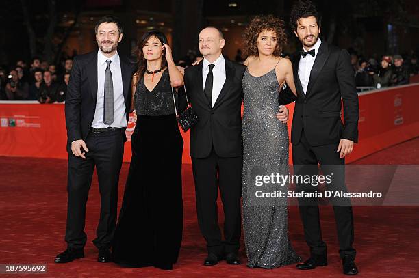 Filippo Timi,Chiara Caselli, director Marco Simon Puccioni with Valeria Golino, Francesco Scianna attends 'Come Il Vento' Premiere during The 8th...