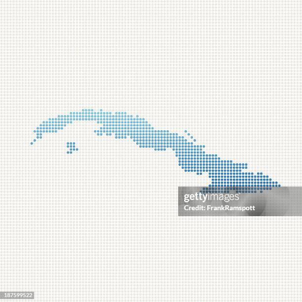cuba map blue dot pattern - cuba map stock illustrations