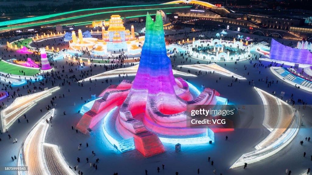 Harbin Ropv Tourists visit the 25th Harbin Ice and Snow World, one of the world's ...