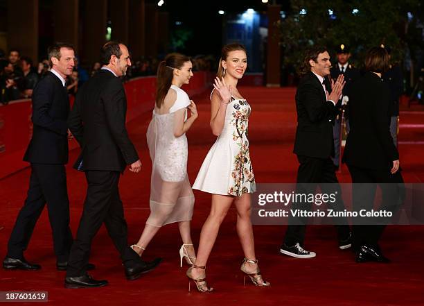 Director Spike Jonze, producer Vincent Landay, actors Rooney Mara, Scarlett Johansson, Joaquin Phoenix and producer Megan Ellison attend 'Her'...