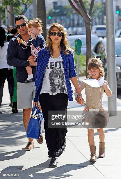 November 10: Jessica Alba, her husband Cash Warren and their daughters, Honor Warren and Haven Warren are seen in on November 10, 2013 in Los...