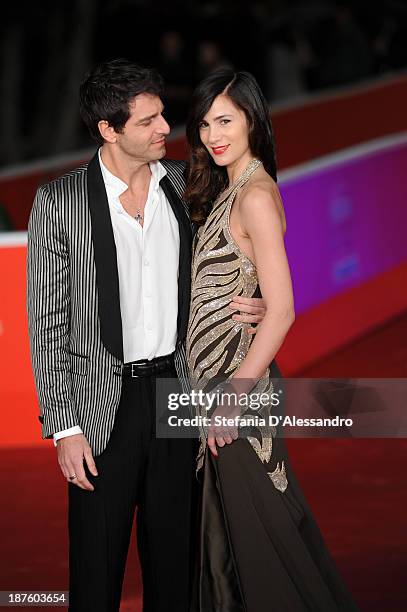 Giampaolo Morelli and Gloria Bellicchi attend the 'Song'e Napule' Premiere during the 8th Rome Film Festival at the Auditorium Parco Della Musica on...