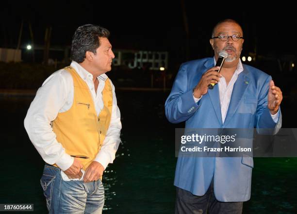 Chivi Venzerhans and Ruben Garcia attend the Bacchanal Magazine cover launch and awards presentation during Aruba In Style 2013 at Westin Aruba...