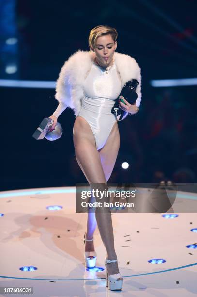 Miley Cyrus performs onstage during the MTV EMA's 2013 at the Ziggo Dome on November 10, 2013 in Amsterdam, Netherlands.