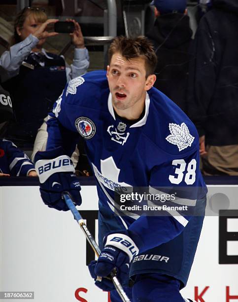 Frazer McLaren of the Toronto Maple Leafs skates against the New Jersey Devils at the Air Canada Centre on November 8, 2013 in Toronto, Canada. The...