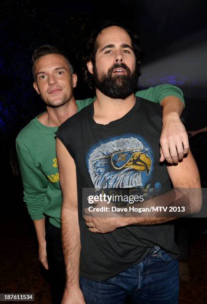 Singer Brandon Flowers and drummer Ronnie Vannucci Jr attend the Be Viacom official after party during the MTV EMA's 2013 at the Ziggo Dome on...