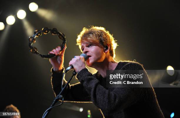 Steve Garrigan of Kodaline performs on stage at Shepherds Bush Empire on November 10, 2013 in London, United Kingdom.