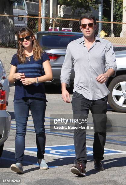 November 10: Jennifer Garner and Ben Affleck are seen on November 10, 2013 in Los Angeles, California.
