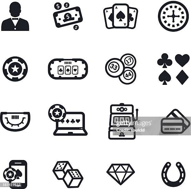 stockillustraties, clipart, cartoons en iconen met gambling icons - speelfiche