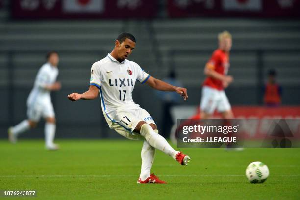 Wellington Daniel Bueno of Kashima Antlers in action during the J.League J1 first stage match between Nagoya Grampus and Kashima Antlers at Toyota...