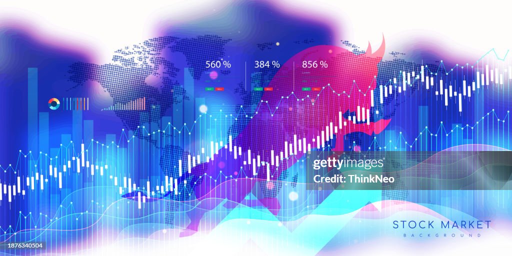 Bull Vector design with Green background for bullish stock market.