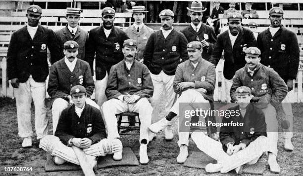 The West Indies cricket team during their tour of England, circa June 1906. Back row : Richard Ollivierre, Charles Morrison, Lebrun Constantine,...