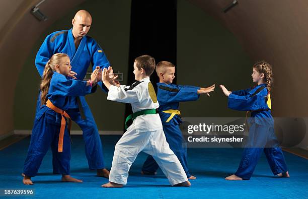 karate training. - arte marziale foto e immagini stock