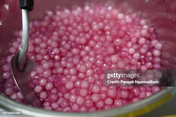 sago cycad with red sweet syrup bubble tea - sago drink stock pictures, royalty-free photos & images